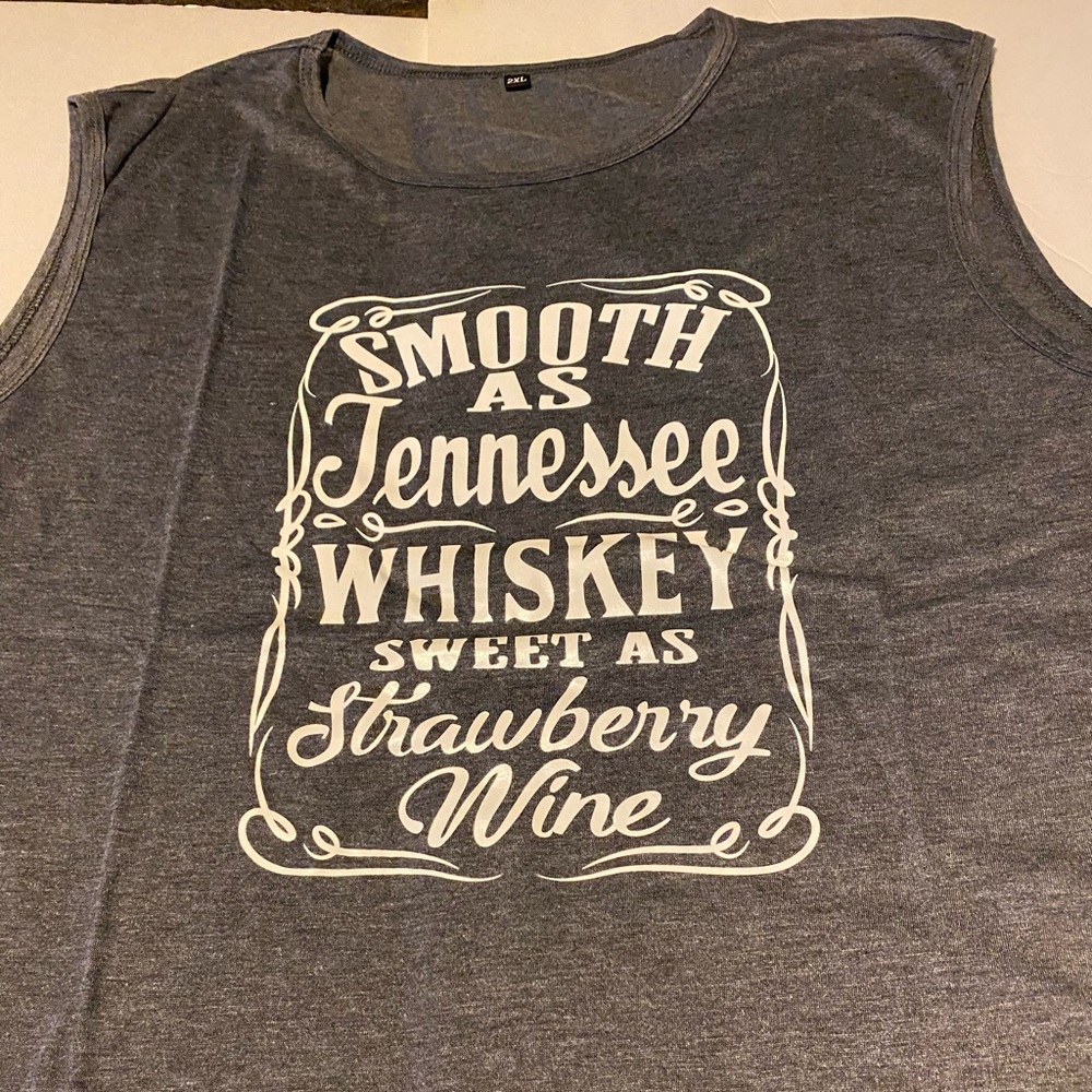 BNIB GREY SLEEVELESS TEE SHIRT SIZE 2XL SMOOTH AS TENNESSEE WHISKEY